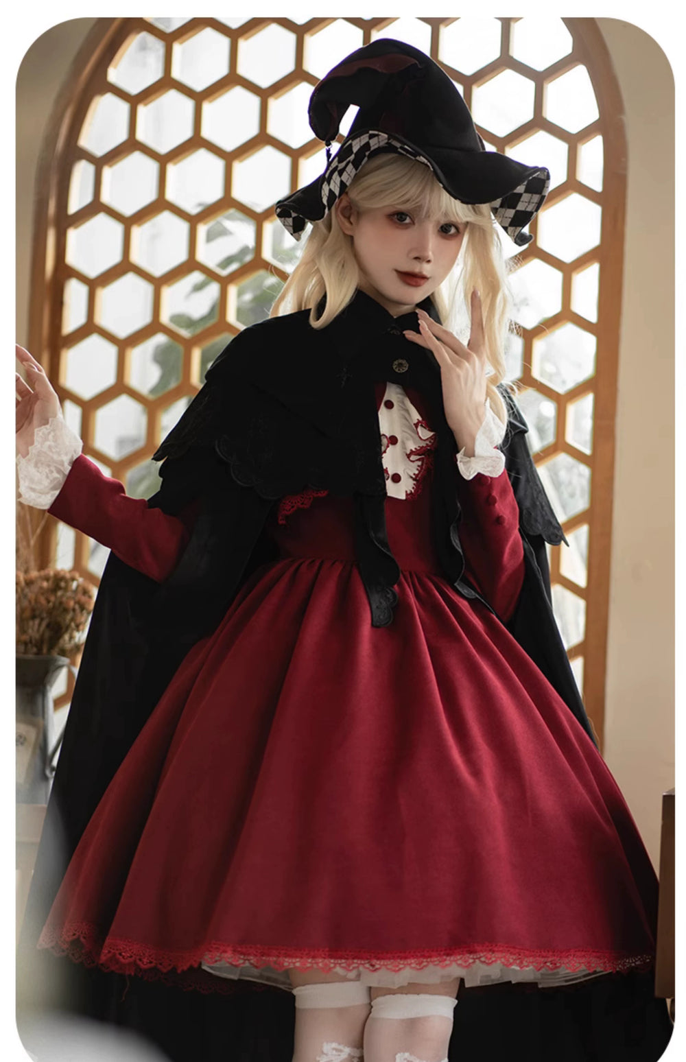 Gothic Lolita Cape Halloween Black Cloak Velvet Cape 39466:632724