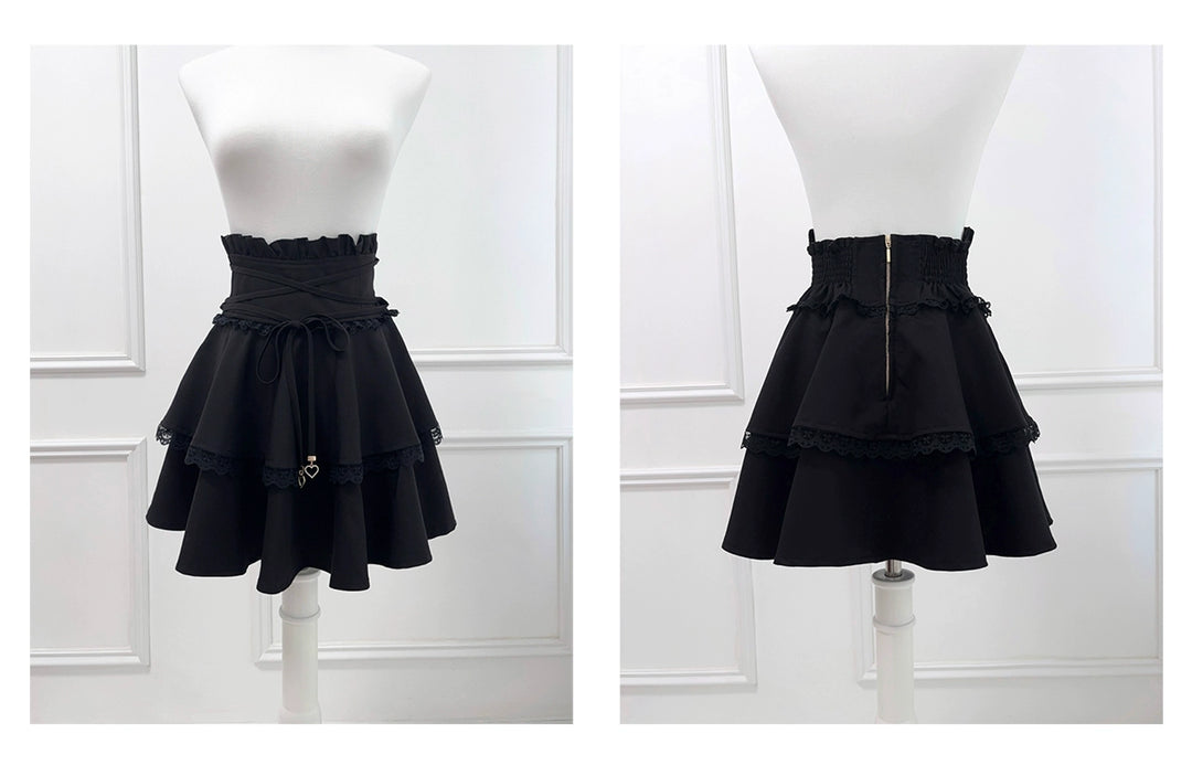 Solid Ryousangata Skirt, Built-in Safety Shorts 43656:782362