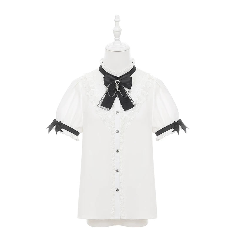 Punk Suspender Skirt, Stand Collar Blouse (L M S) 45578:855981