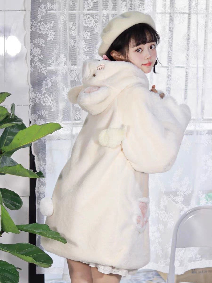 Lolita Plush Coat Bear Thick Cute Coat For Winter 32624:493348 32624:493348