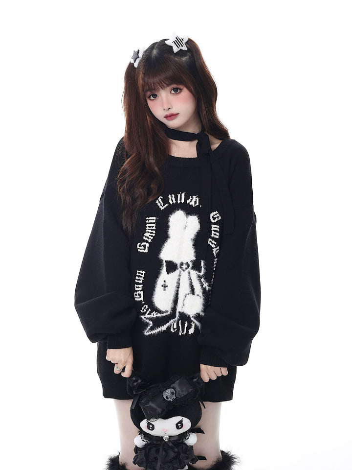 Kawaii Sweater Christmas Pullover Lantern Sleeve Sweater 39552:633038