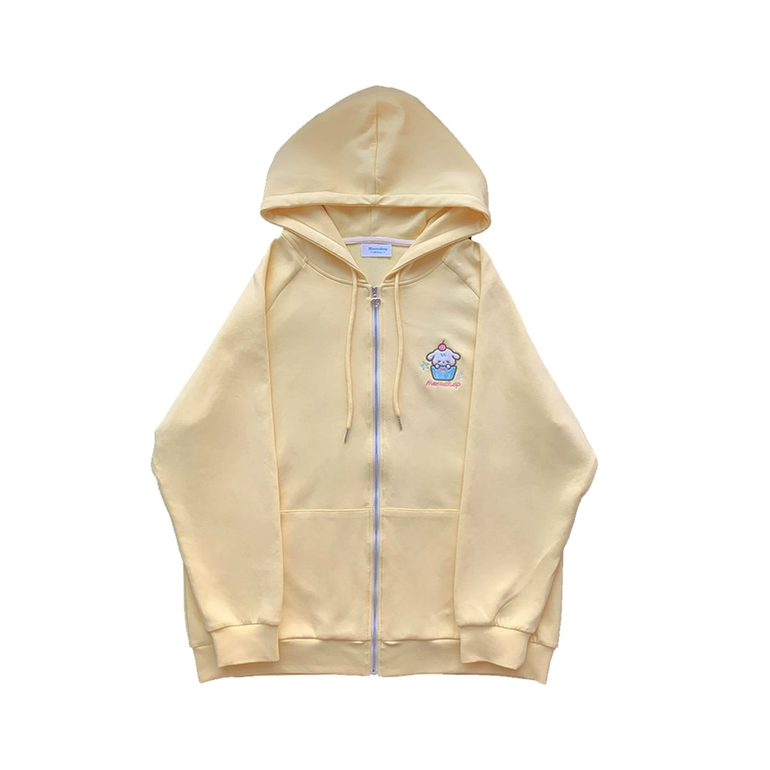 Kawaii Yellow Coat Puppy Embroidered Hooded Coat (L M S) 31678:371310