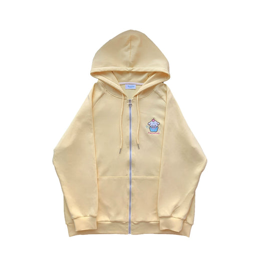 Kawaii Yellow Coat Puppy Embroidered Hooded Coat (L M S) 31678:371310