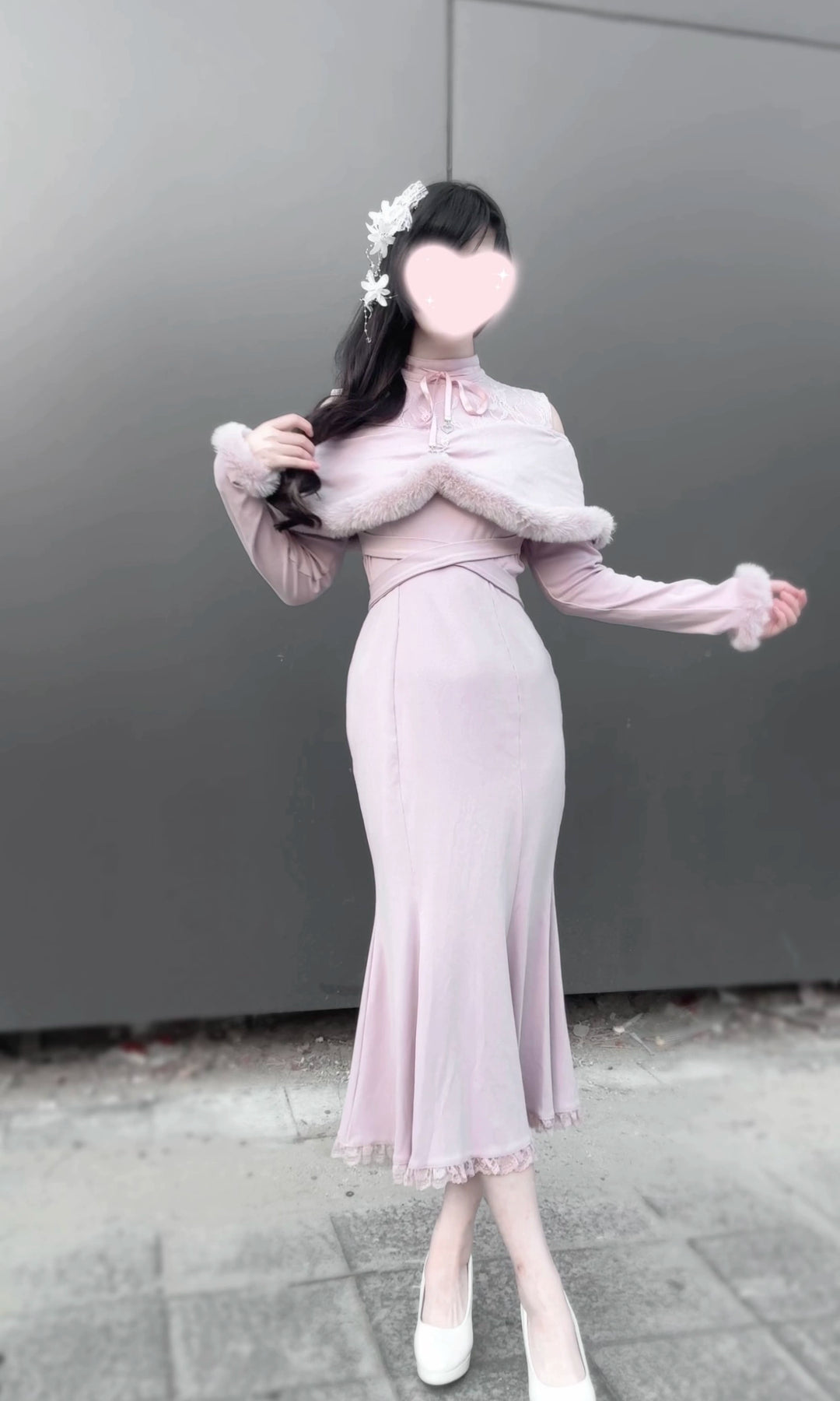 *针织长裙*虚拟天国原创设计量产型蕾服清楚系鱼尾裙日系露肩宅萌 44000:797373