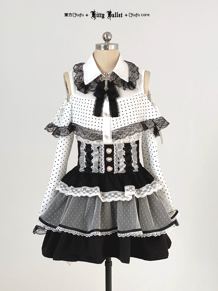 Ryousangata High-waist Skirt, Tiered Hem 44003:792868