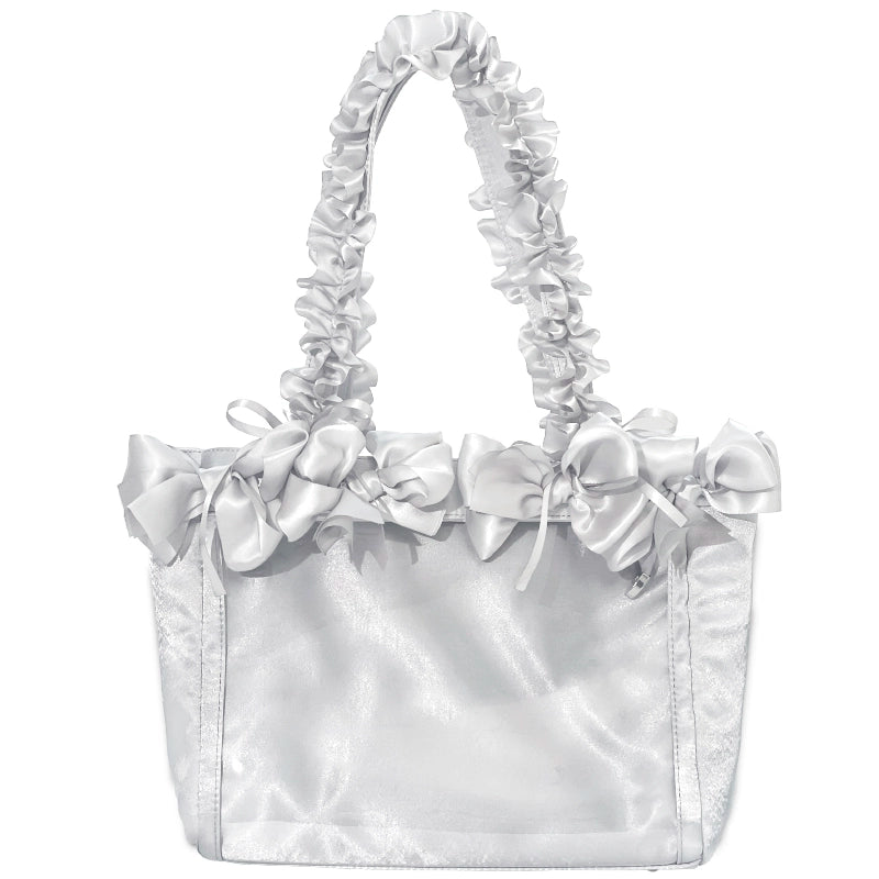 Elegant Satin Ita Bag, Rose-Inspired Ribbon & Clear Window 43230:773244