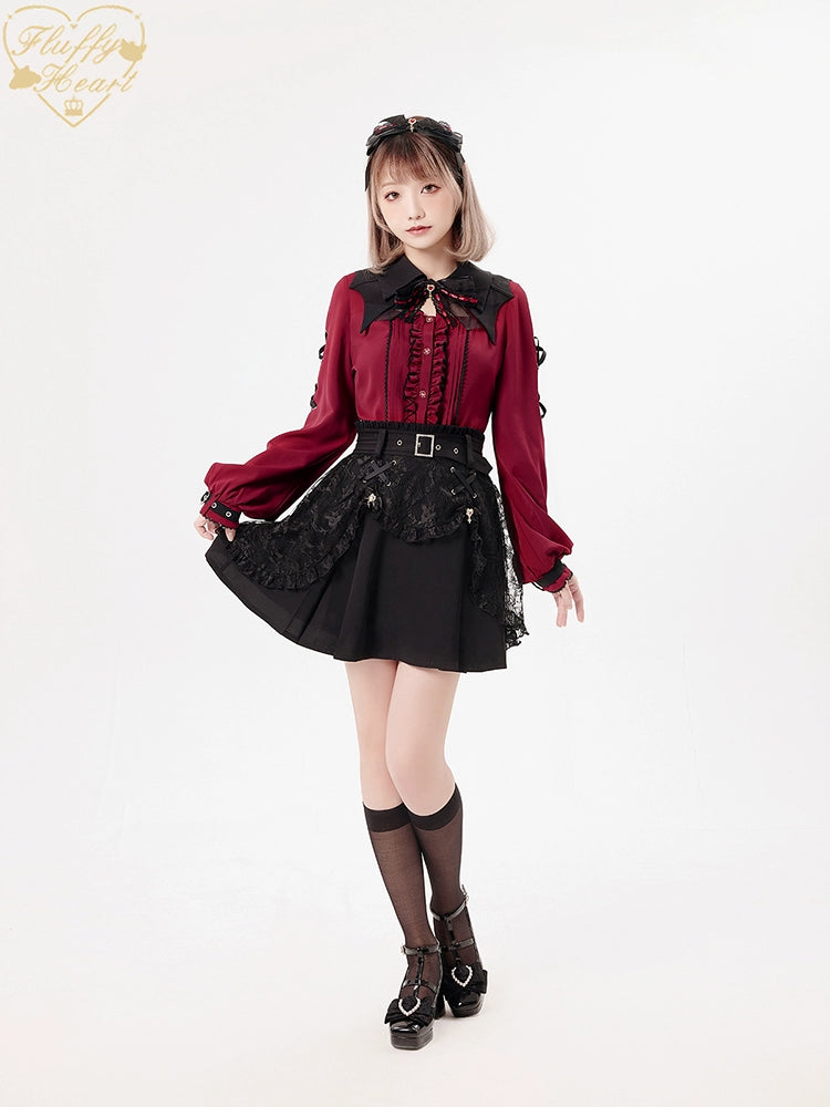 Jirai Kei Black Purple Skirt With Double Layer 21940:350890
