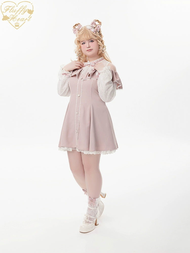 Jirai Kei Dress Set Ryousangata Dress Drop Shoulder Dress 37122:551962