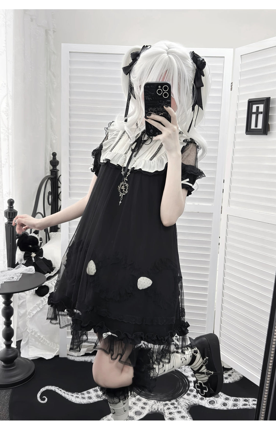 Japanese-style Tulle Dress, Detachable Strawberry Accent 45345:848954