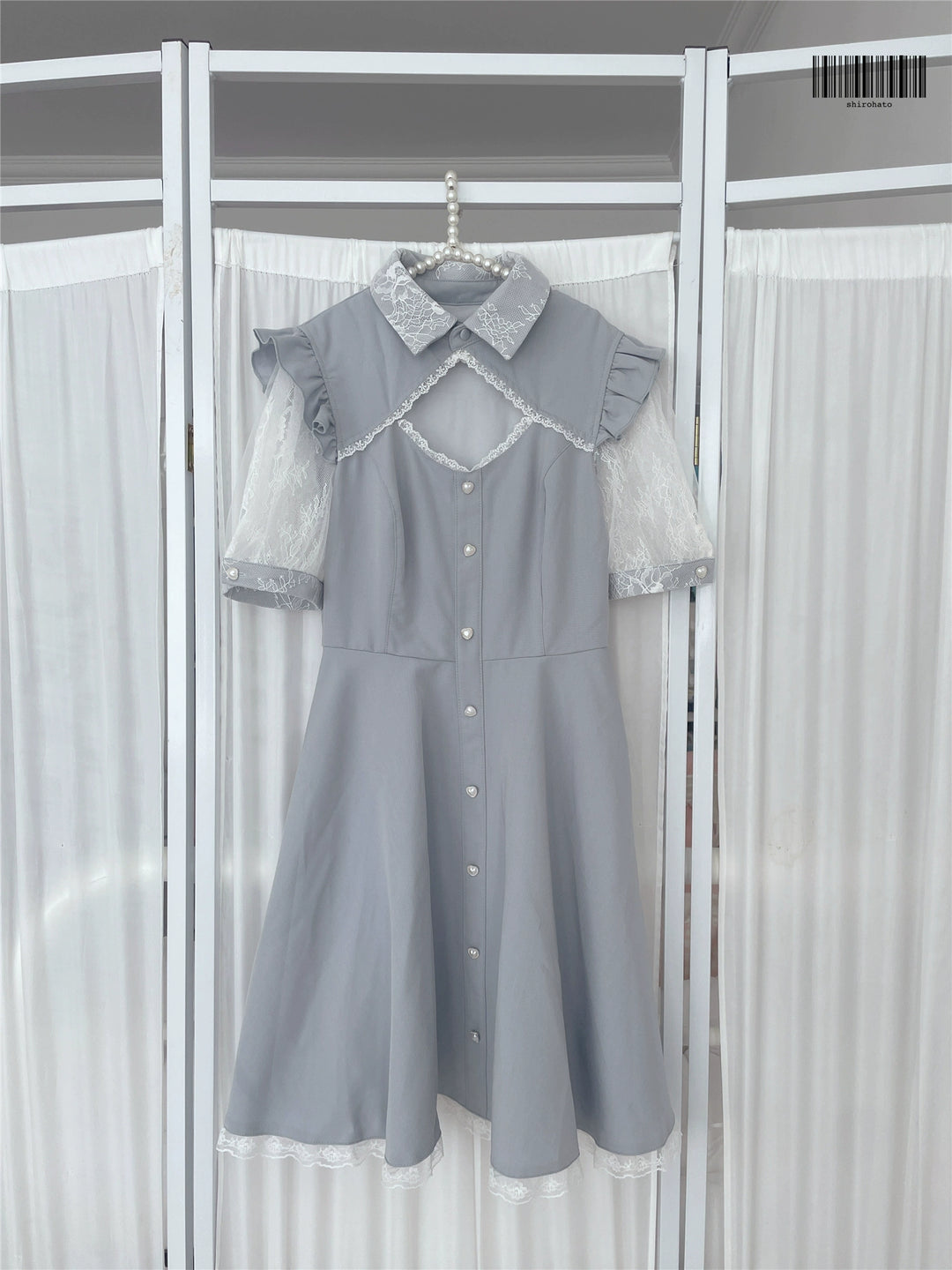 Jirai Kei Dress Lace Collar Dress Short-sleeve Dress (2XL L M S XL) 38498:590274