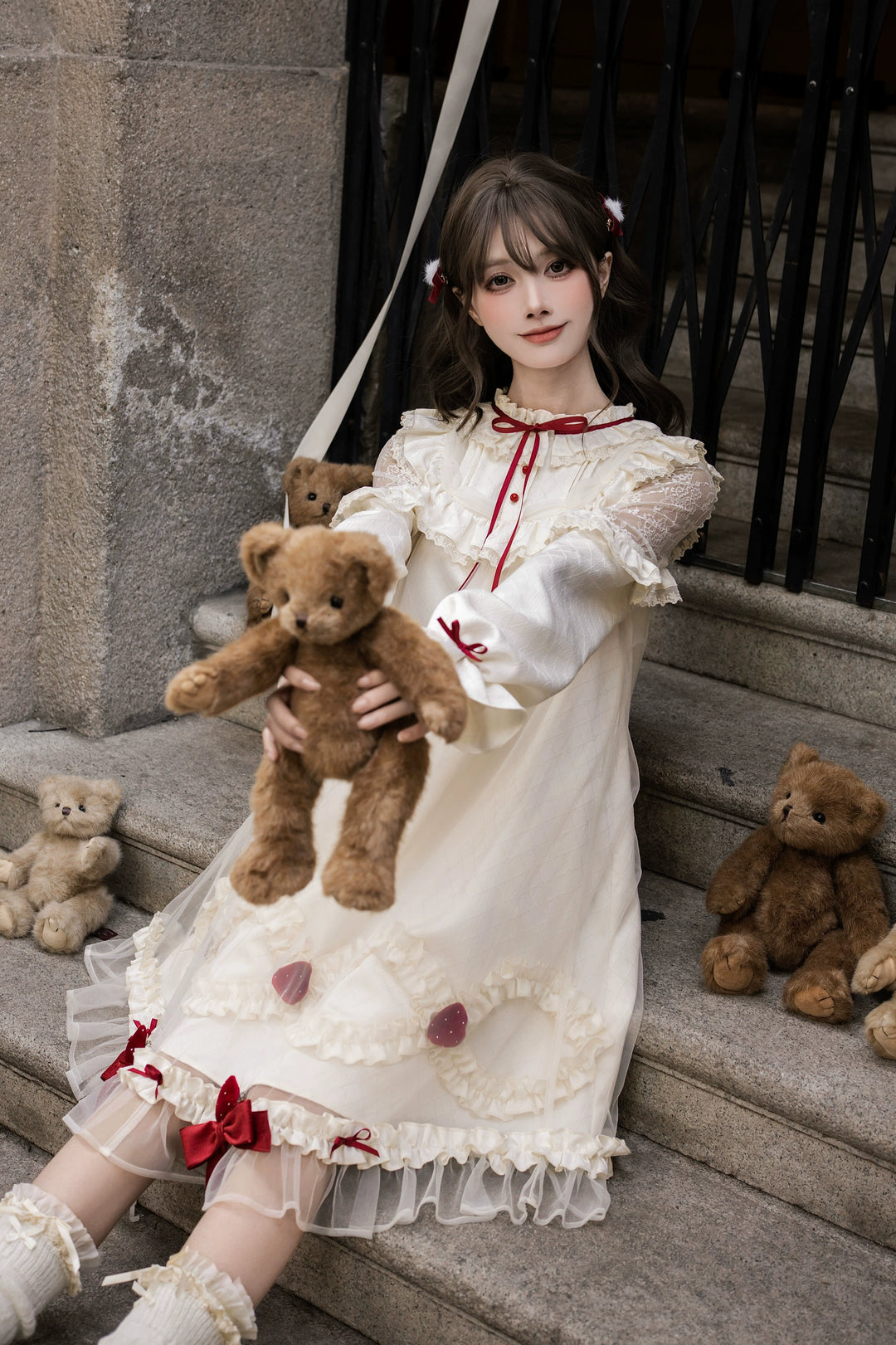 A-Line Daily Lolita OP Dress, Strawberry Accents 44324:805694