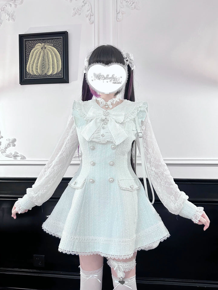 Peter-Pan Collar Ryousangata Dress Set, Lace Sleeves (2XL 3XL L M S XL) 44524:815219