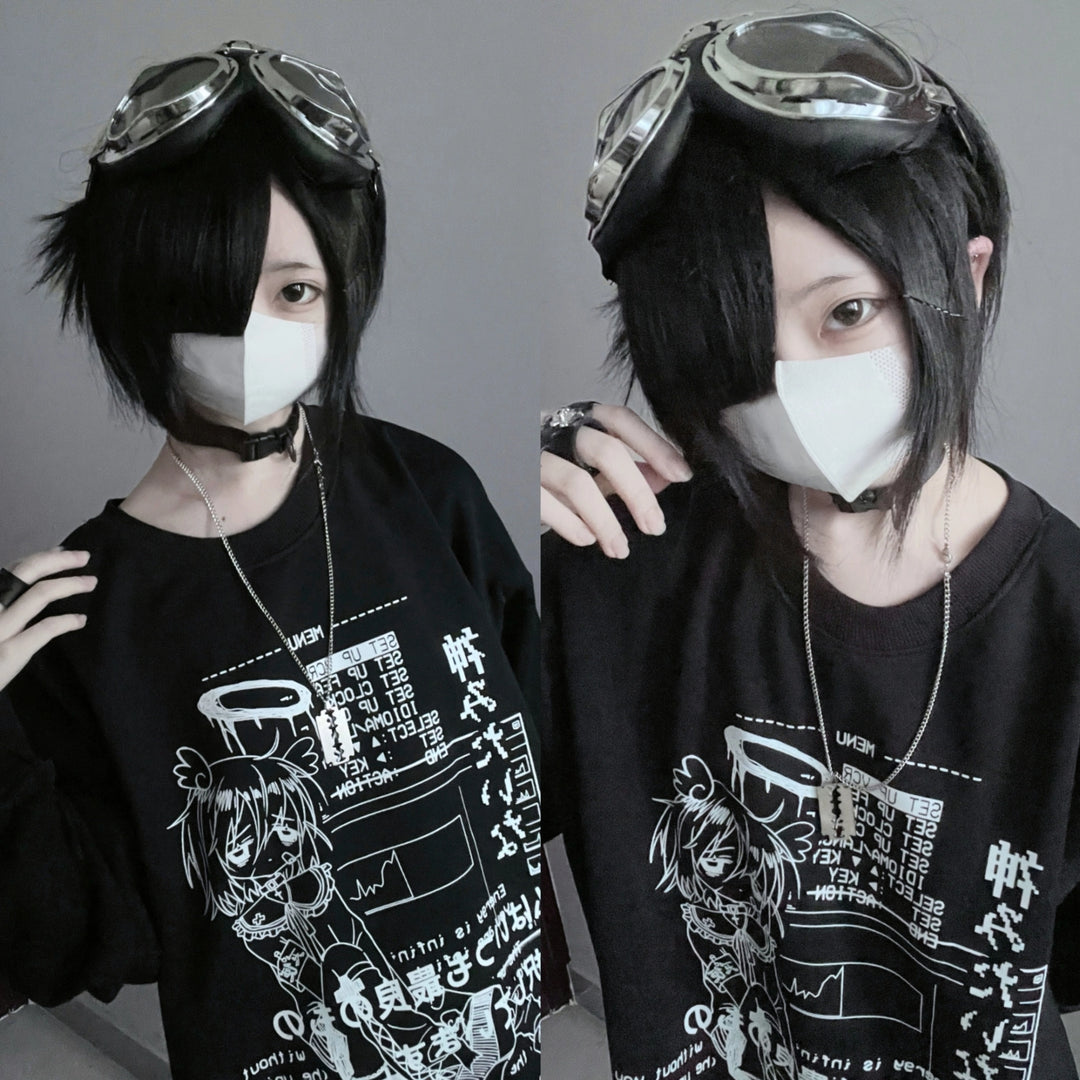 Jirai Kei Sweatshirt Cyber Punk Anime Print Shirt 39744:635356