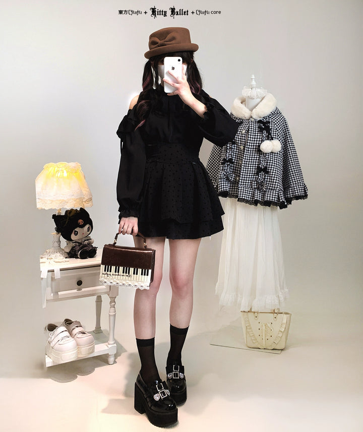 Seiso Kei Solid Open-shoulder Blouse, Loose Fit 44001:792148