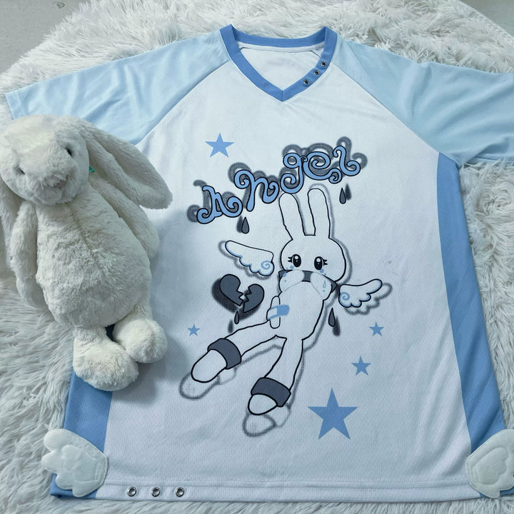 Angel Bunny Tenshi Kaiwai T-shirt, Jersey-Inspired Style 43506:778619