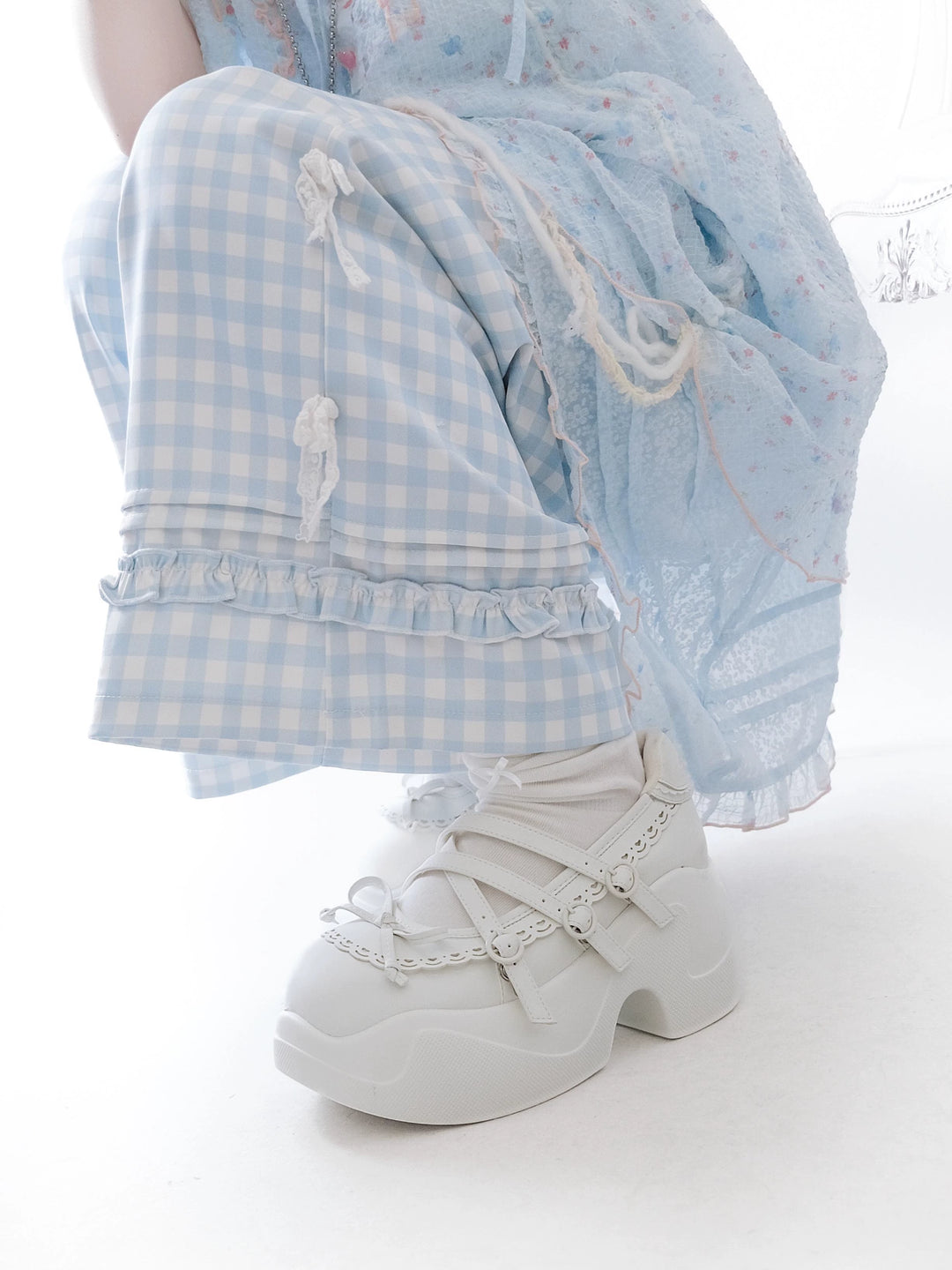 Kawaii Platform Sneakers, Adjustable Buckle, Premium Leather 43350:774158