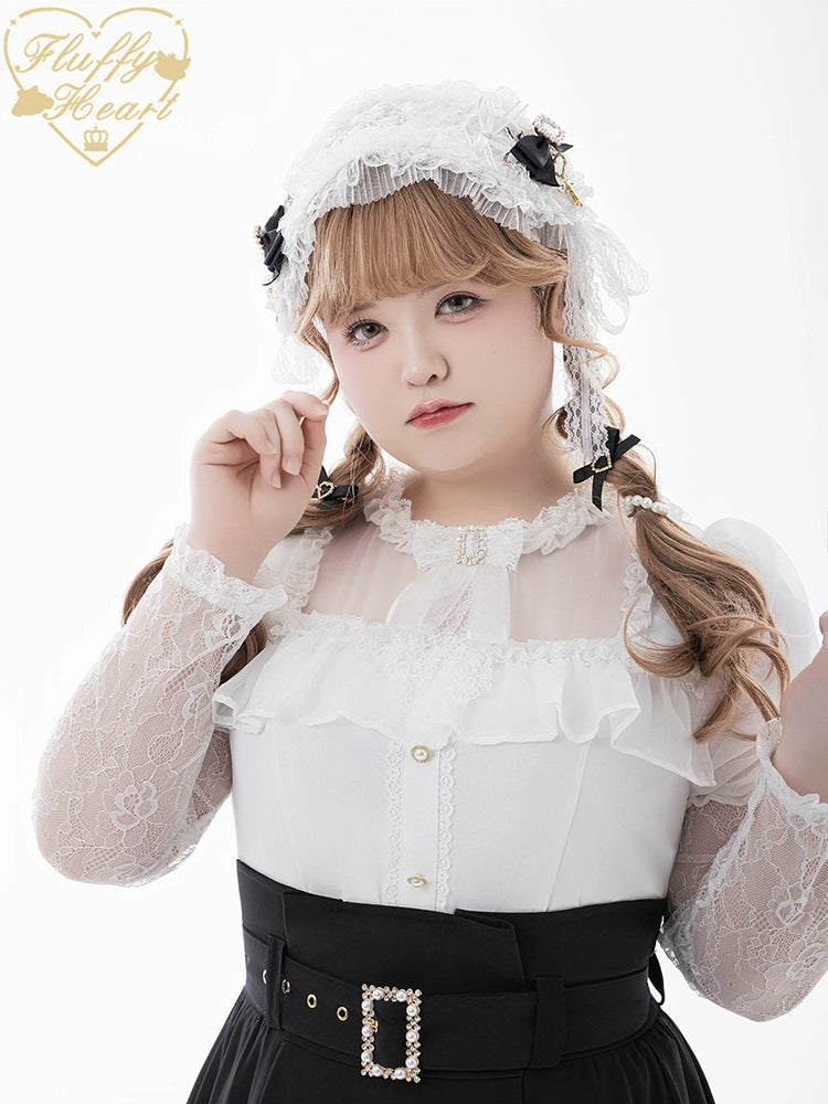 Lace-sleeves Jirai Kei Blouse & Voile Skirt With Detachable Belt 42954:758890