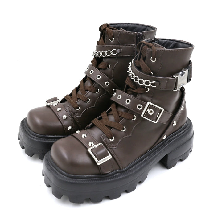 Punk Style Shoes Classic Black Brown Short Boots (34 35 36 37 38 39 40 / 哑光棕) 29724:368334 (34 35 36 37 38 39 40) 29724:368334