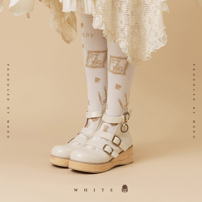 Retro Three-button Platform Shoes Multicolor (34 35 36 37 38 39 40 41 / Off-white) 21780:319186 (34 35 36 37 38 39 40 41 / Off-white) 21780:319186