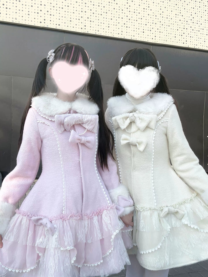 Ryousangata Winter Coat, Skirt-Like Lace hem 44198:799817