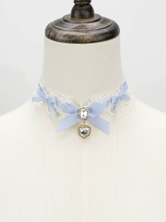 Jirai Kei Necklace Double-layered Pearl Rhinestone Choker 33806:446394