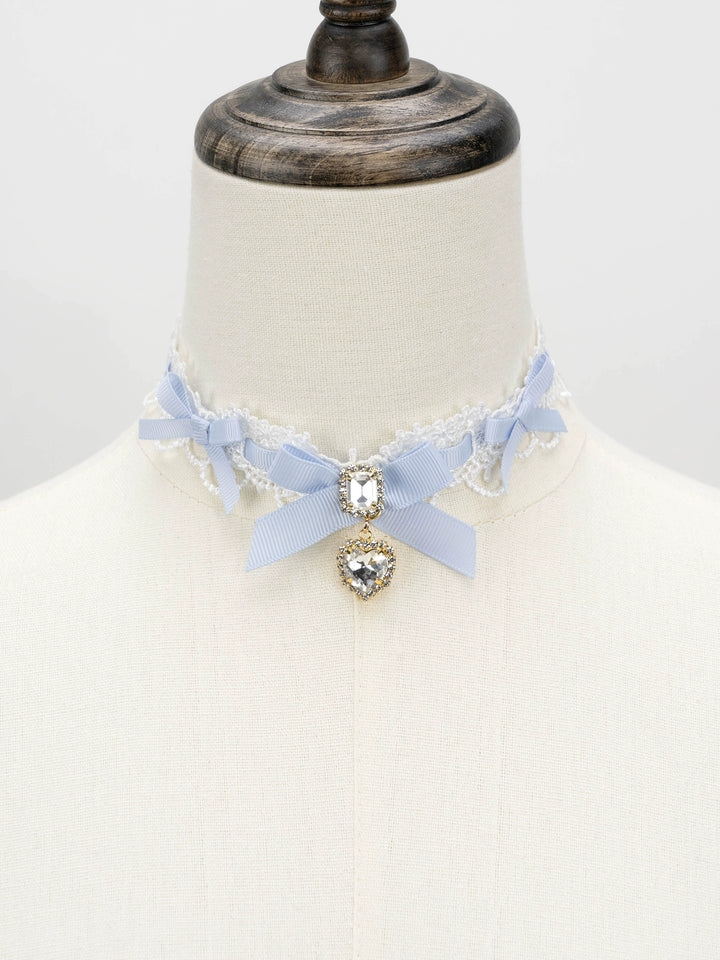 Jirai Kei Necklace Double-layered Pearl Rhinestone Choker 33806:446394 33806:446394