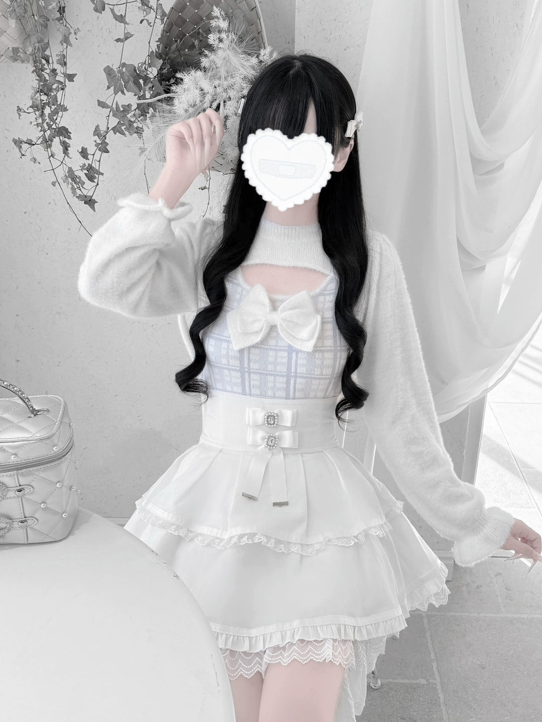 Jirai Kei Chest Cut-Out Sweater, Faux Mink Plush 44155:797193