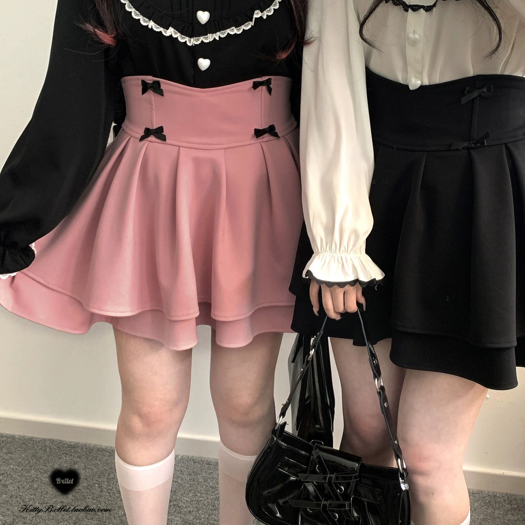 Jirai Kei Skirt Double Layer Puff Skirt with Bow 36770:534698