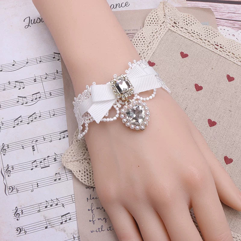 Ryousangata Heart Rhinestones Necklaces and Wrist Pieces 45072:838585