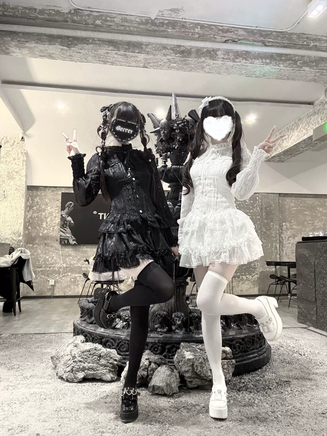 Jirai Kei Blouse & Bloomers Set, Ruffled Stand Collar 44959:831574