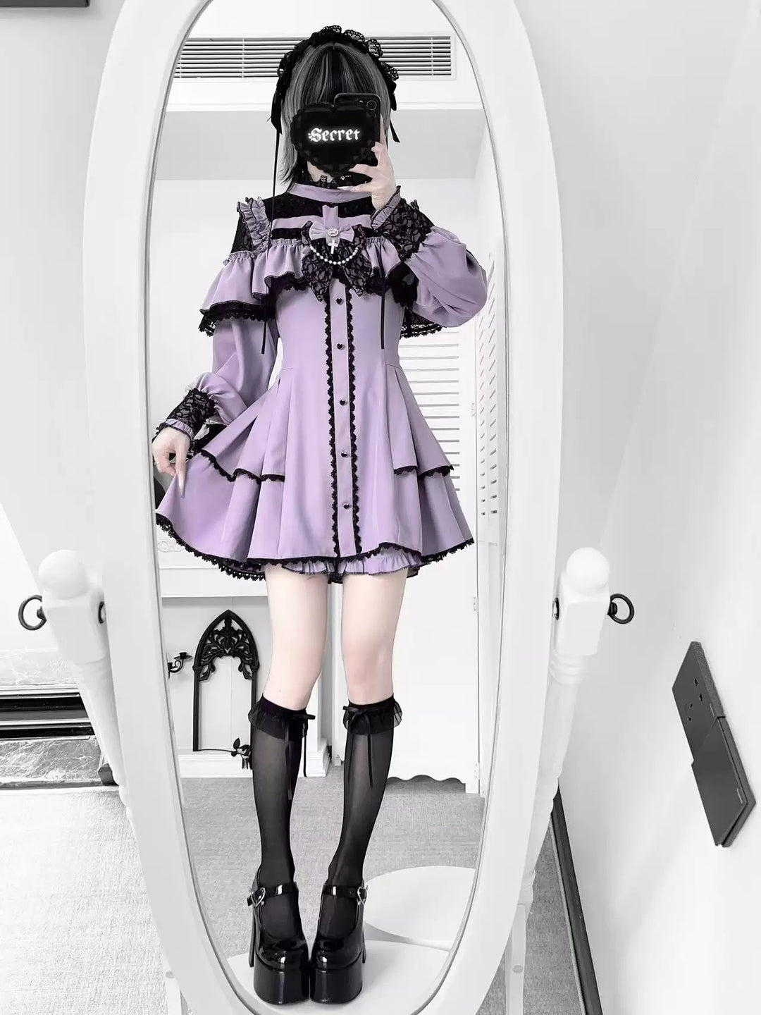 Cape Style Jirai Kei Dress, Cross Pendant 43685:832722