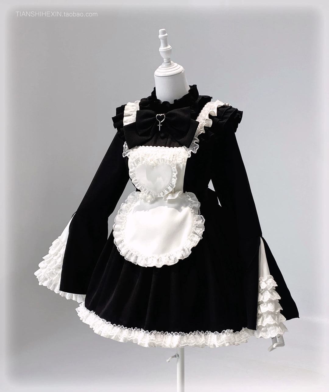 Maid-Inspired Dress Outfit, Detachable Apron (L M S) 44427:807845
