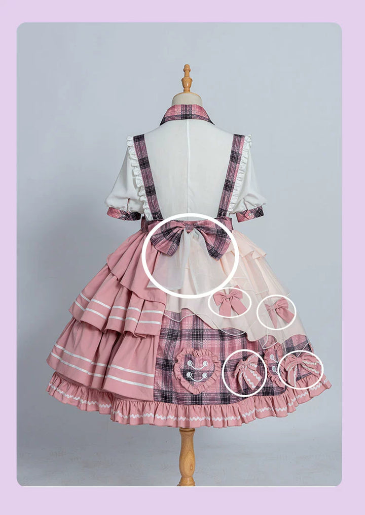 Lolita Dress Suspender Skirt Set Sweetheart Plaid Outfit 37004:543970 37004:543970