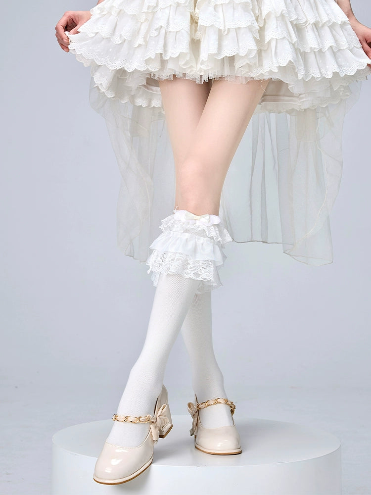 Lolita Calf Socks With Bows Jirai Kei Sock Covers 36532:535998