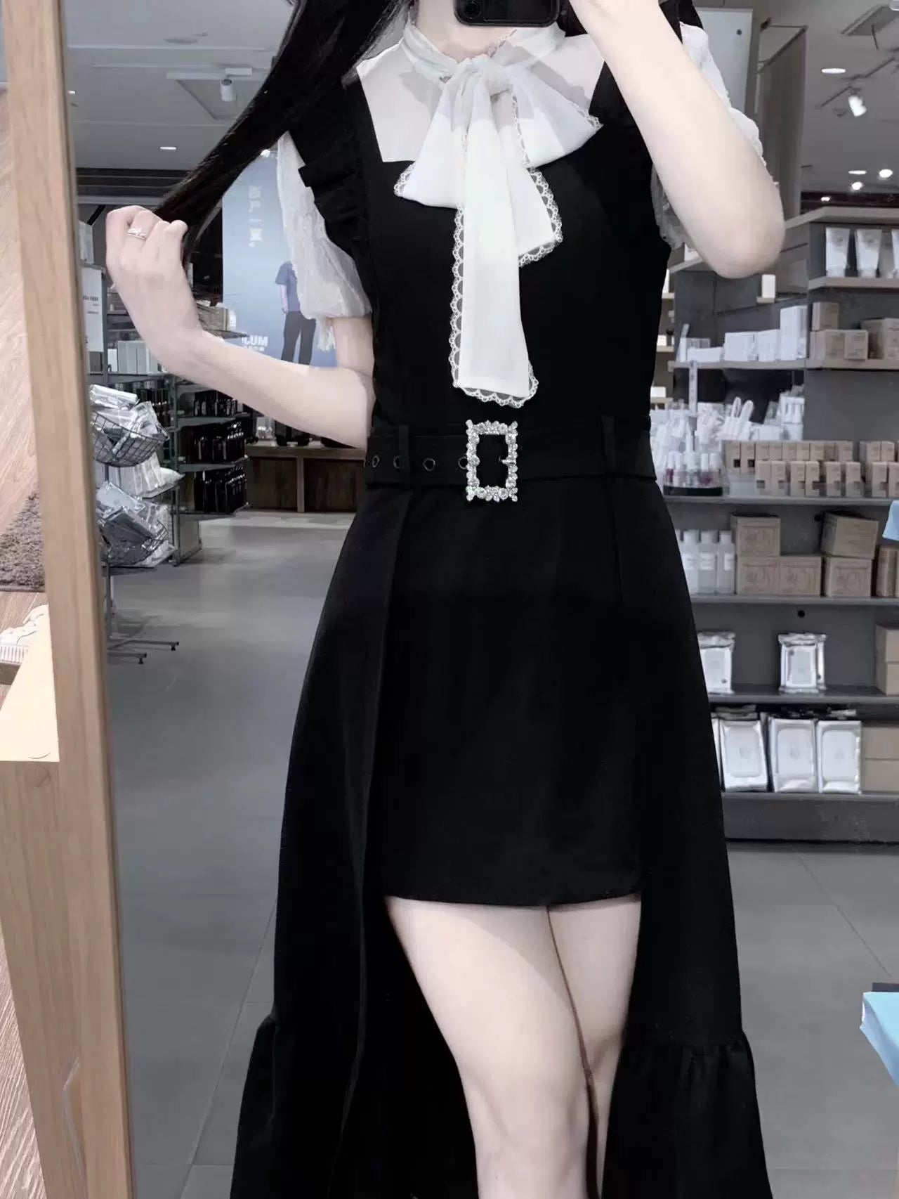 Jirai Kei Dress Faux Two-piece Dress Ruffle Irregular Dress 37844:574060