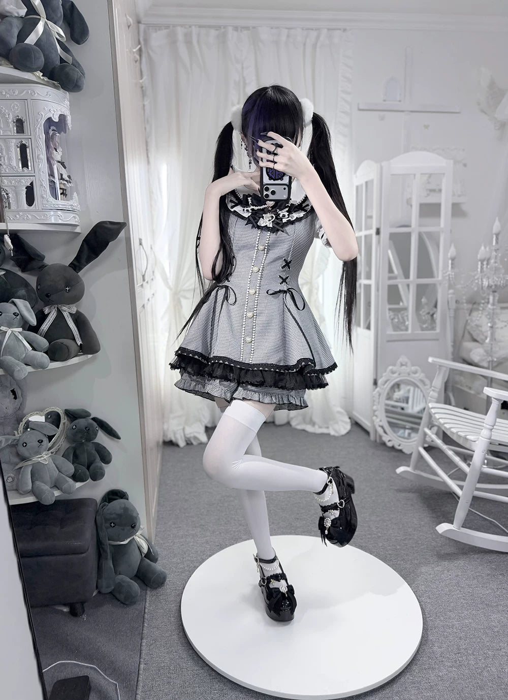 Jirai Kei Platform Shoes, Detachable Pearl-Like Chain 44929:828515