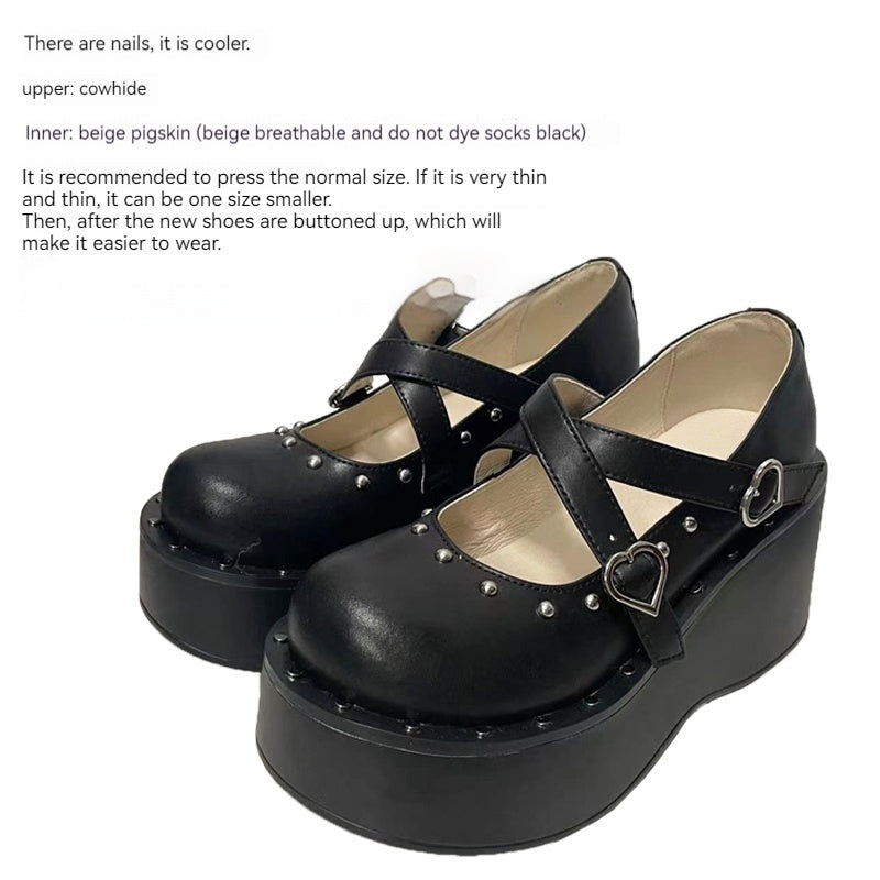 Kawaii Harajuku Fashion Cross Buckle Thick Sole Shoes (33 34 35 36 37 38 39 40 / Black) 21872:317414 (33 34 35 36 37 38 39 40 / Black) 21872:317414