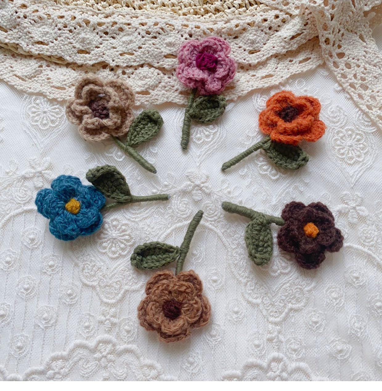 Mori Kei Brooch Handmade 3D Knitted Floral Brooch Pin 36436:522090