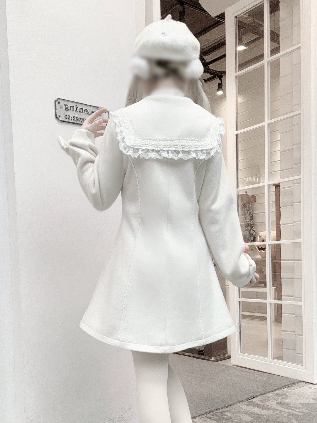 Wool Blend Ryousangata Coat, Sailor Collar Inspired 44192:801916