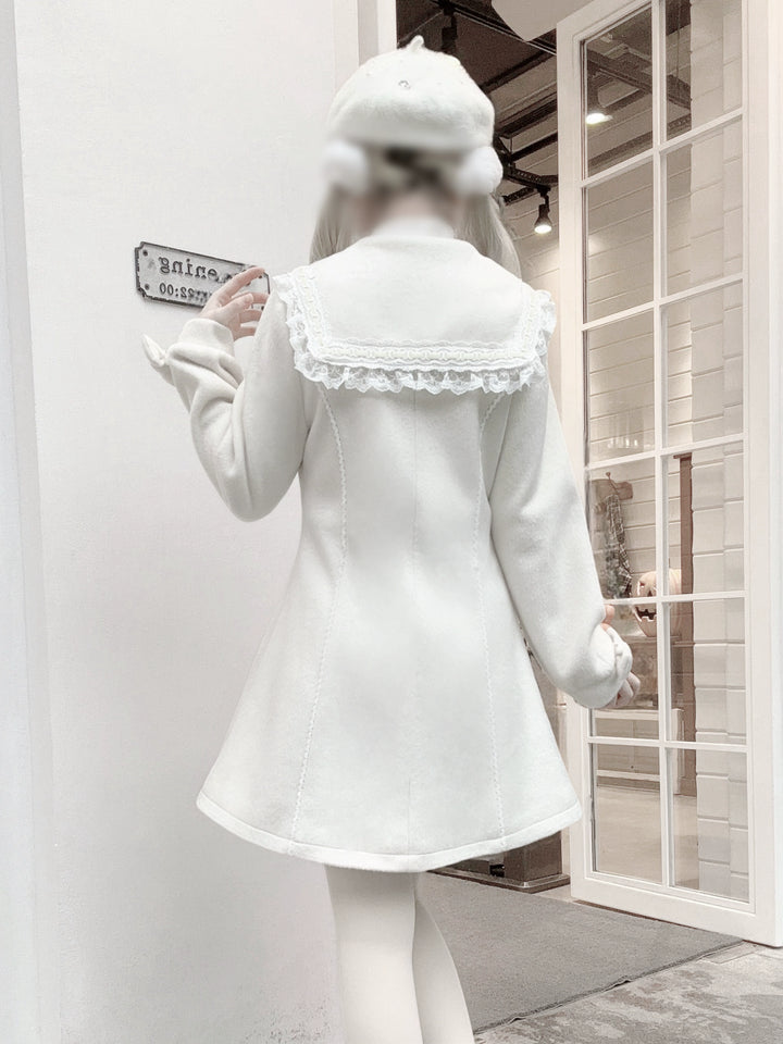 Wool Blend Ryousangata Coat, Sailor Collar Inspired 44192:801916