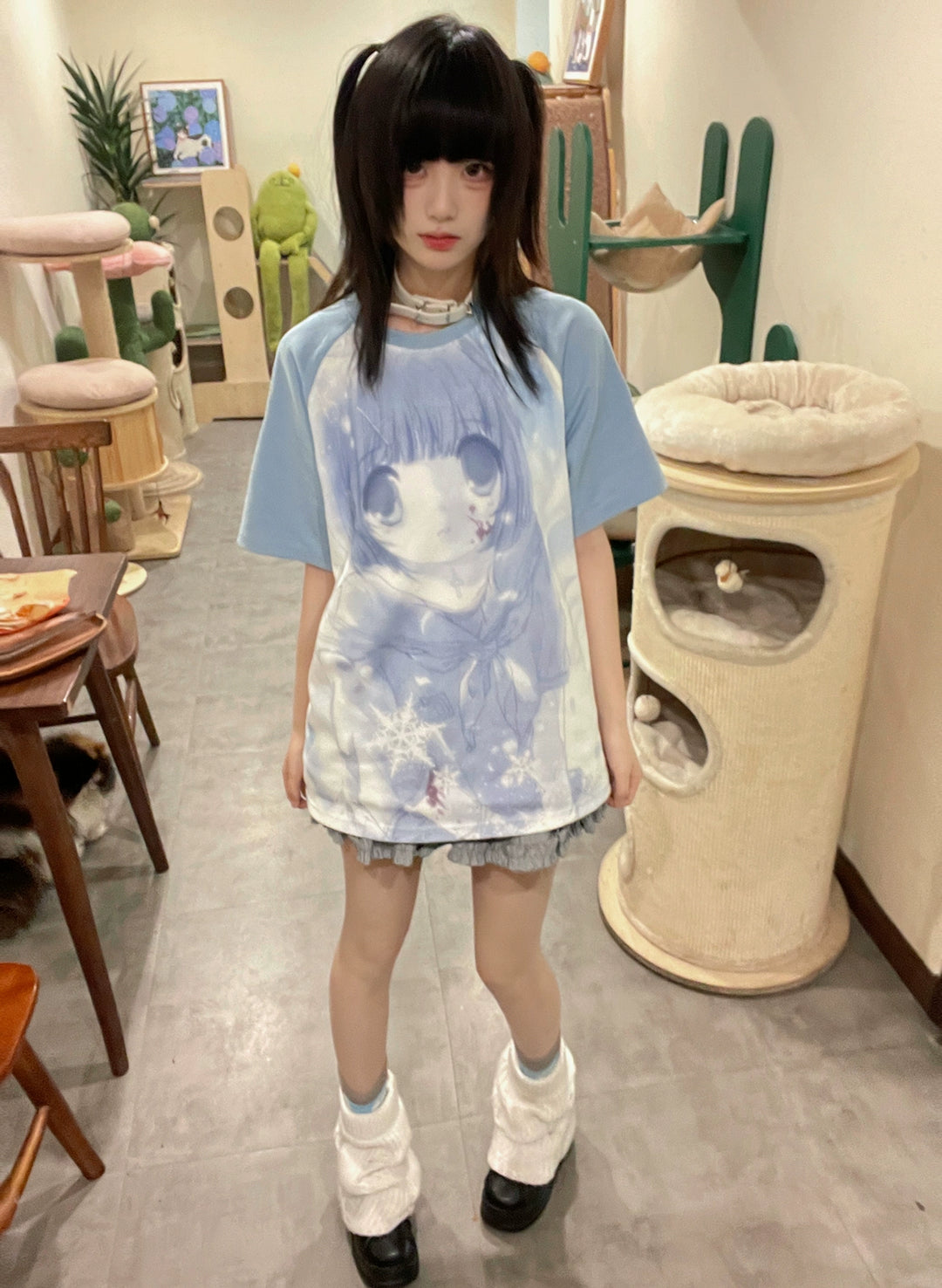 Jirai Kei T-shirt Water Color Top Short Sleeve T-shirt 37716:584344