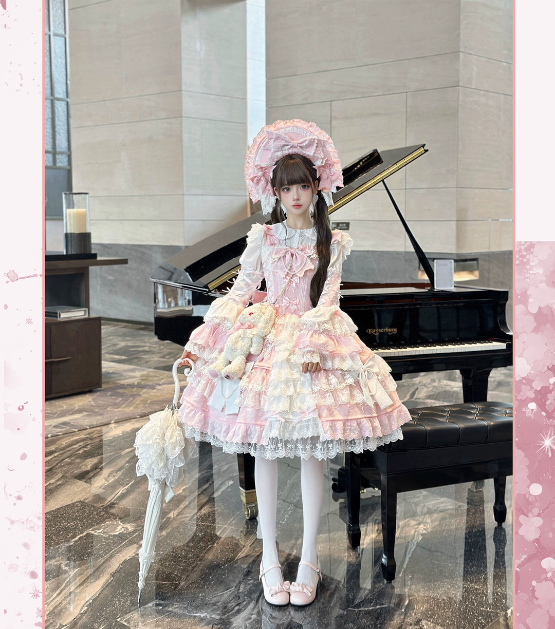 Sweet Lolita Pink JSK Doll-like Dress Princess Sleeve Blouse BNT 41170:697838