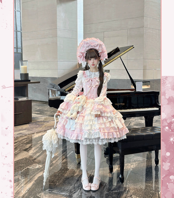 Sweet Lolita Pink JSK Doll-like Dress Princess Sleeve Blouse BNT 41170:697838