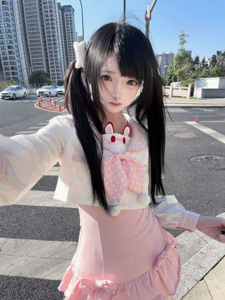 Kawaii Sleeveless Dress, Sailor Collar Blouse, Bunny Ear 44945:830891