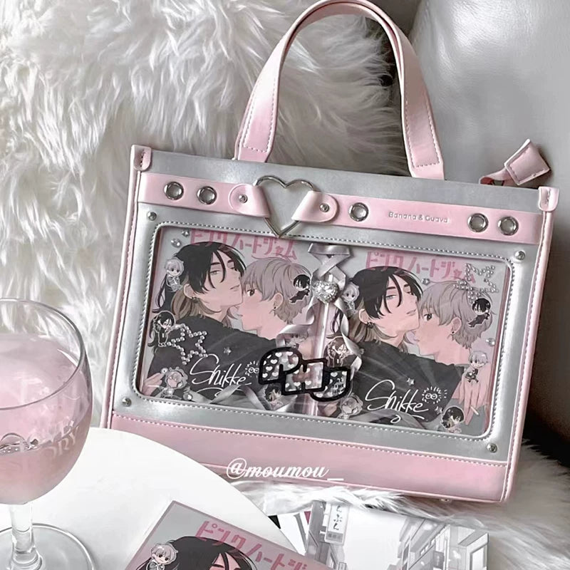 Japanese-Style Boxy Shape Ita Bag, Detachable Chain 45417:847847