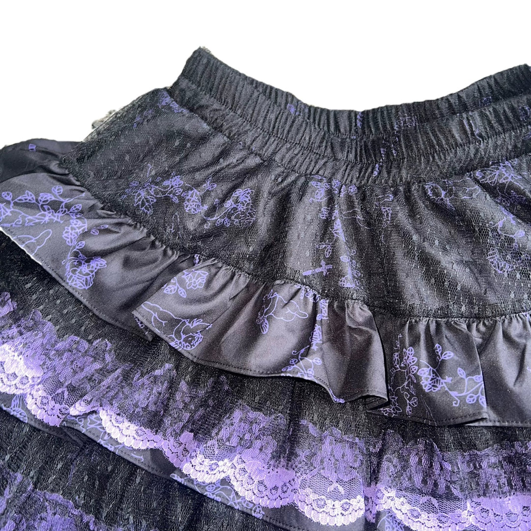 Jirai Kei Skirt Gothic Punk Skirt Black Lace Puff Skirt 36582:558564 36582:558564