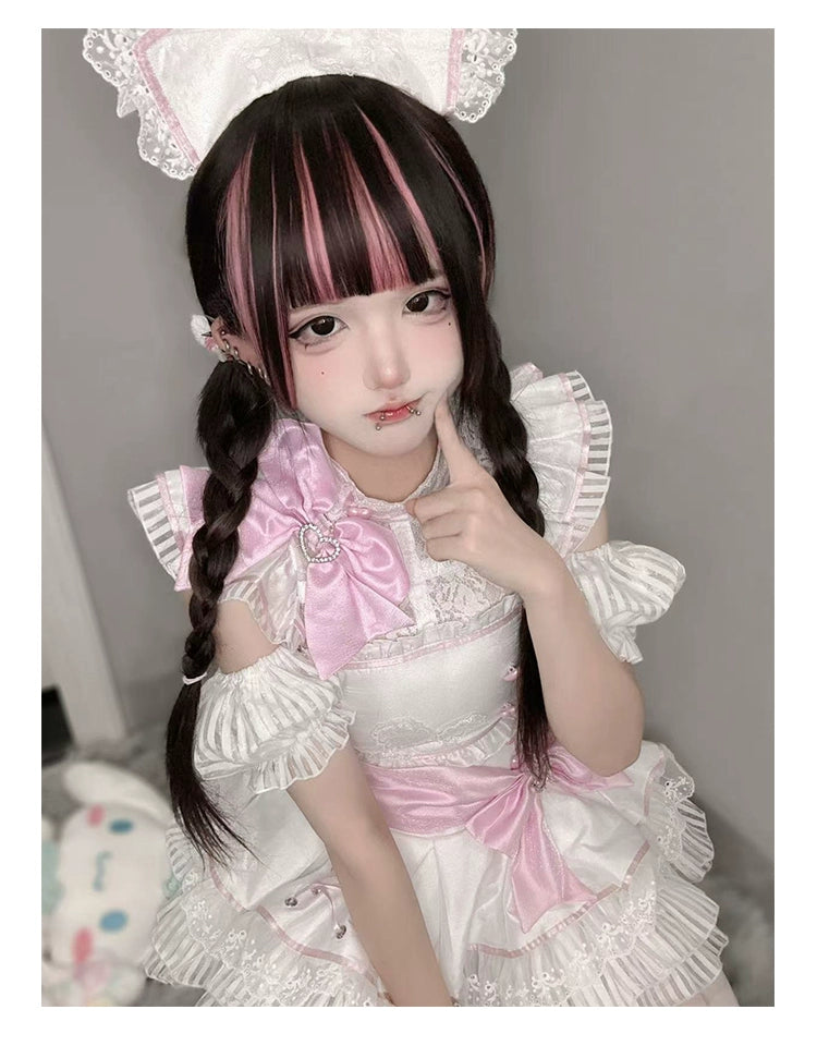 Jirai Kei Skirt Two-Piece Idol Stage Outfit Short-Sleeve Top and Skirt Set 41562:704844