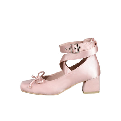 Lolita Shoes Ballet Style Square Toe Bow Heels Shoes (34 35 36 37 38 39 40 41) 35592:543720