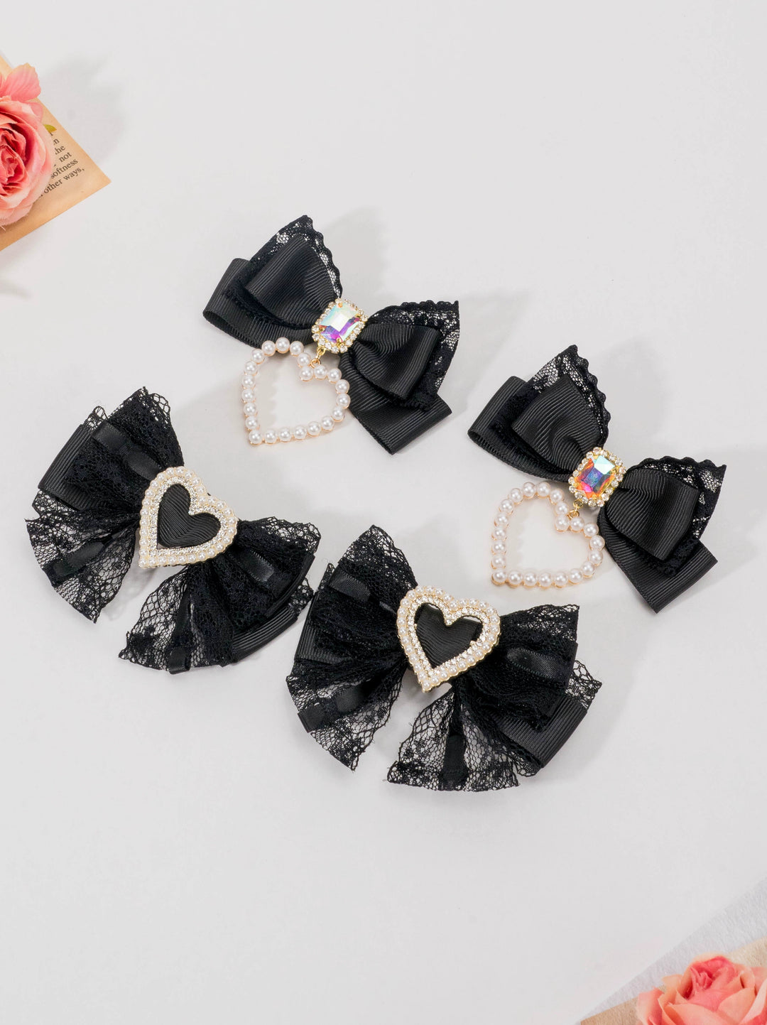 Kawaii Heart-Shaped Lace Sweet Hair Clips Multicolor 21564:309566