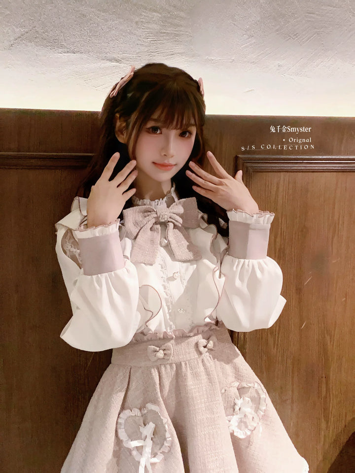 Pink and White Ryousangata Tweed Dress, Elastic Shorts 44755:825262